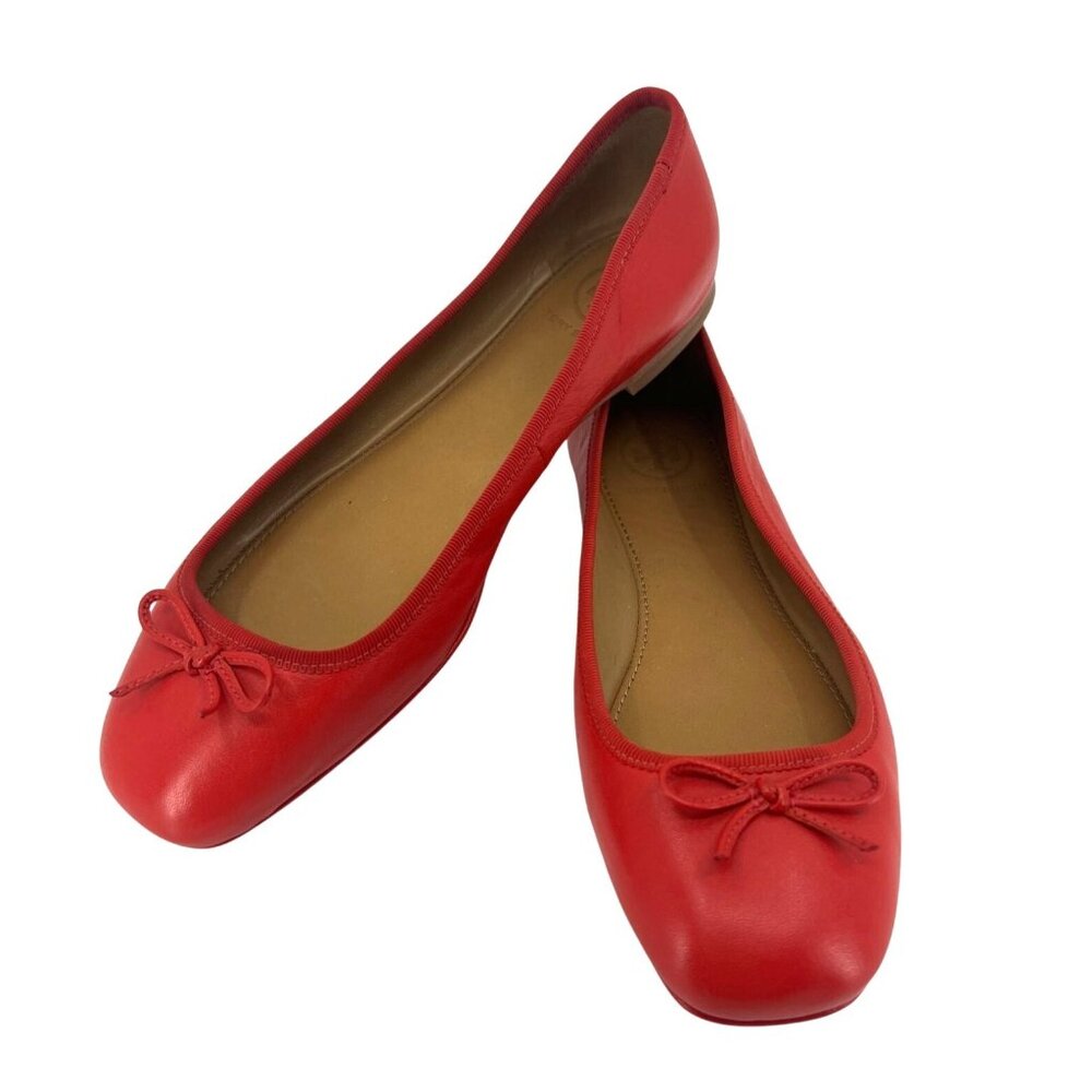 Tory Burch Womens Red Leather Ballet Flats Size 6.5 Comfortable & Stylish Shoes